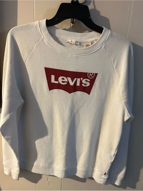 Levi's White Sweatshirt with Red Logo Tab